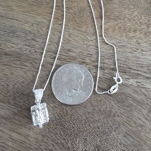 Vintage 925 Sterling Silver Faith Hope Love Filigree Box Locket Pendant Necklace